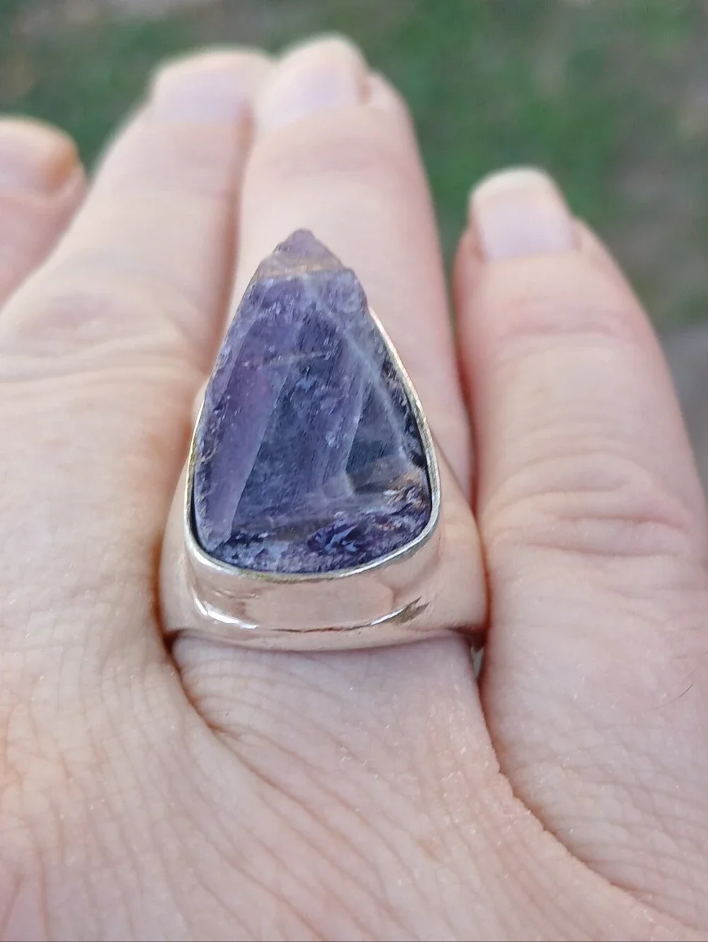 New Men's Natural Amethyst 925 Silver Ring.